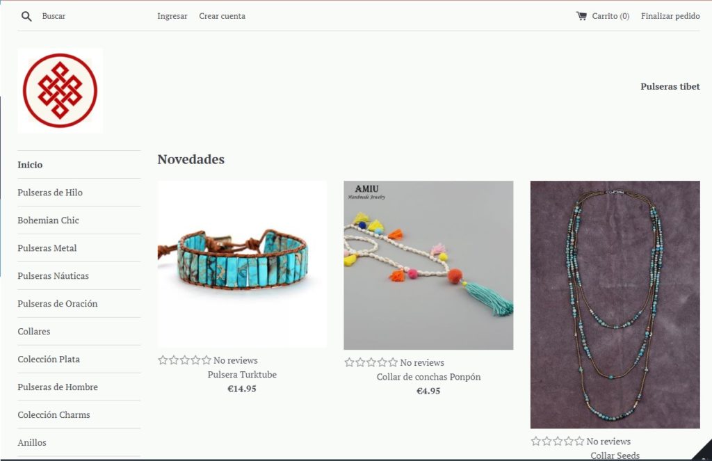 Web de Pulseras Tibet realizada por Satmansur